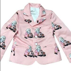 Colorful Printed Grumpy Dwarf Blazer 4 Kids Pink Preppy Luxury Classic Chic 80s